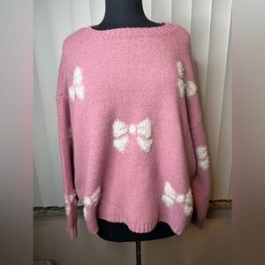 No Comment Pink Bow Accent Sweater Size Woman 3X